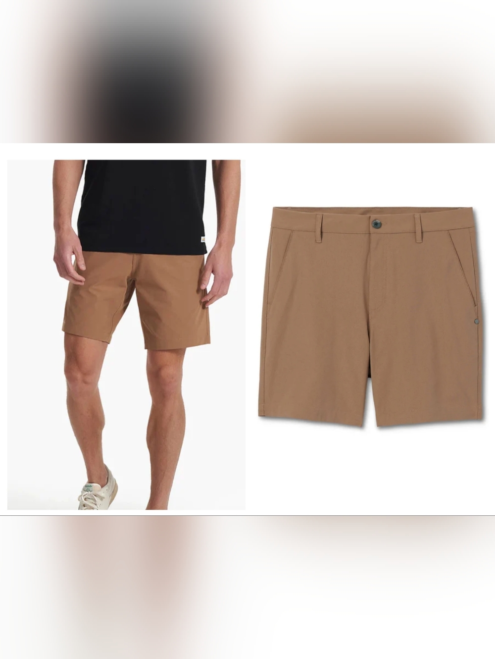 Vuori Men's Meta 4 Way Stretch Quick Dry 8" Shorts Camel Size 34